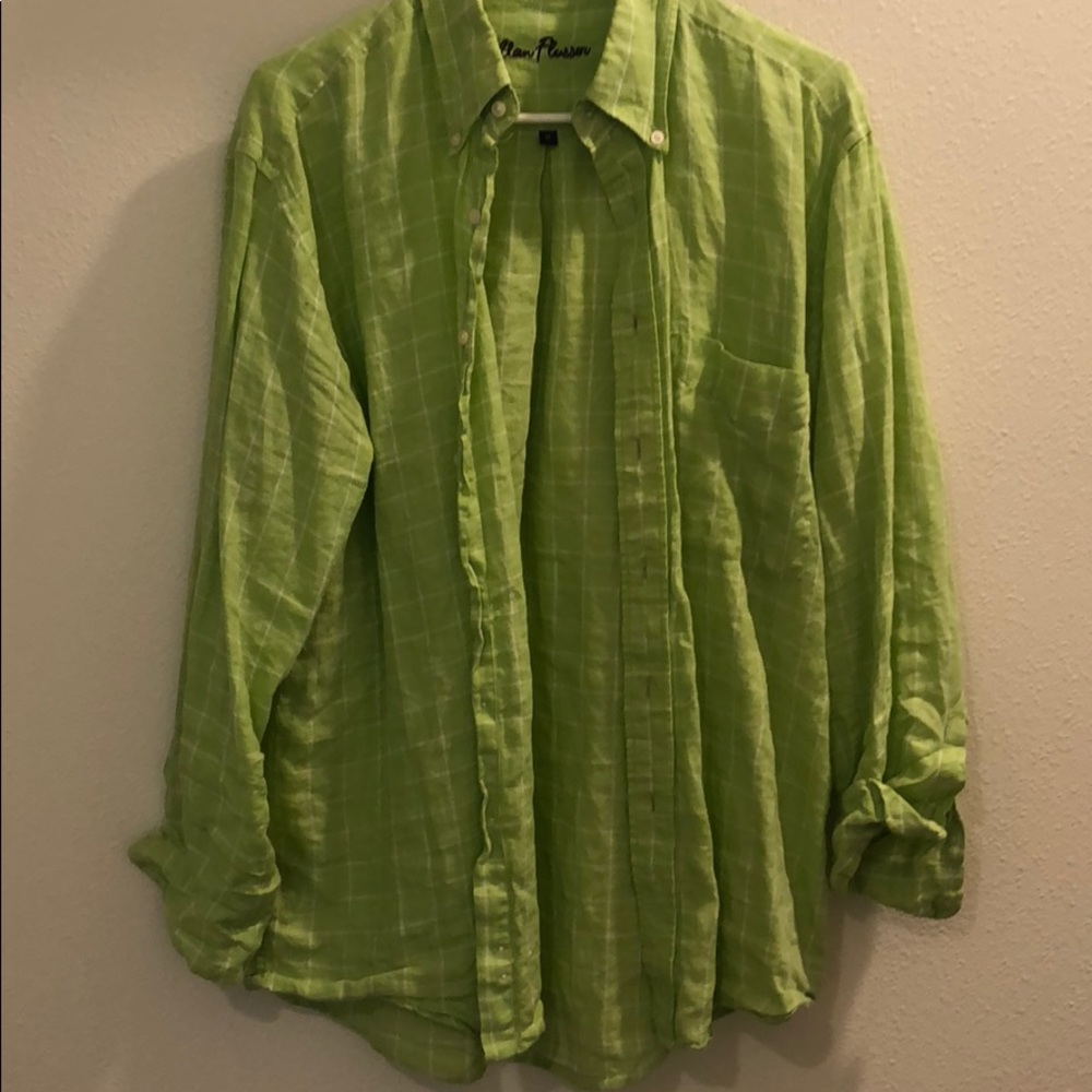Lime green button down size M
